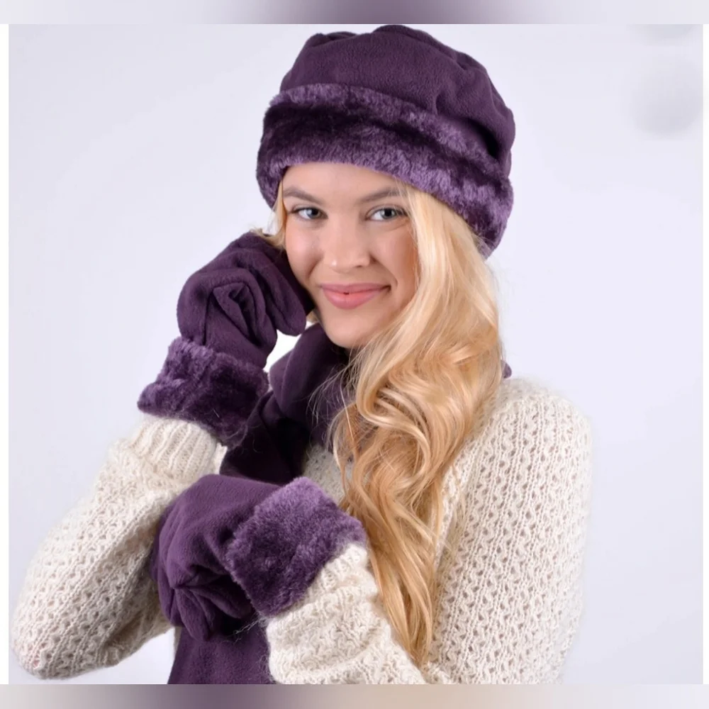 Ultra Lite Warm 3pc Blue Scarf, Hat, and Glove Set - Picture 2 of 6